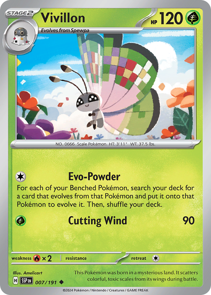 Vivillon (7/191) - [Reverse Holo] Surging Sparks (SSP)