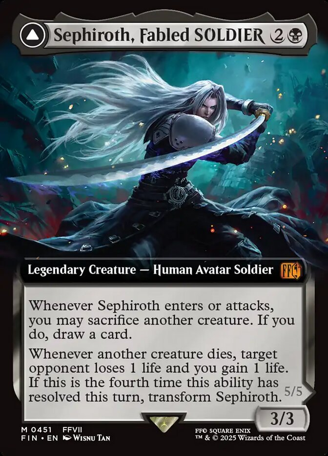 Sephiroth, Fabled SOLDIER // Sephiroth, One-Winged Angel (451) - [Foil, Extended Art] Final Fantasy (FIN)