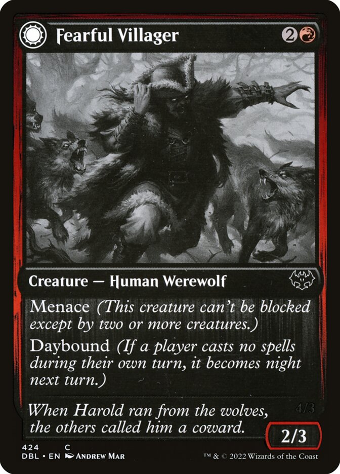 Fearful Villager // Fearsome Werewolf - [Foil] Innistrad: Double Feature (DBL)