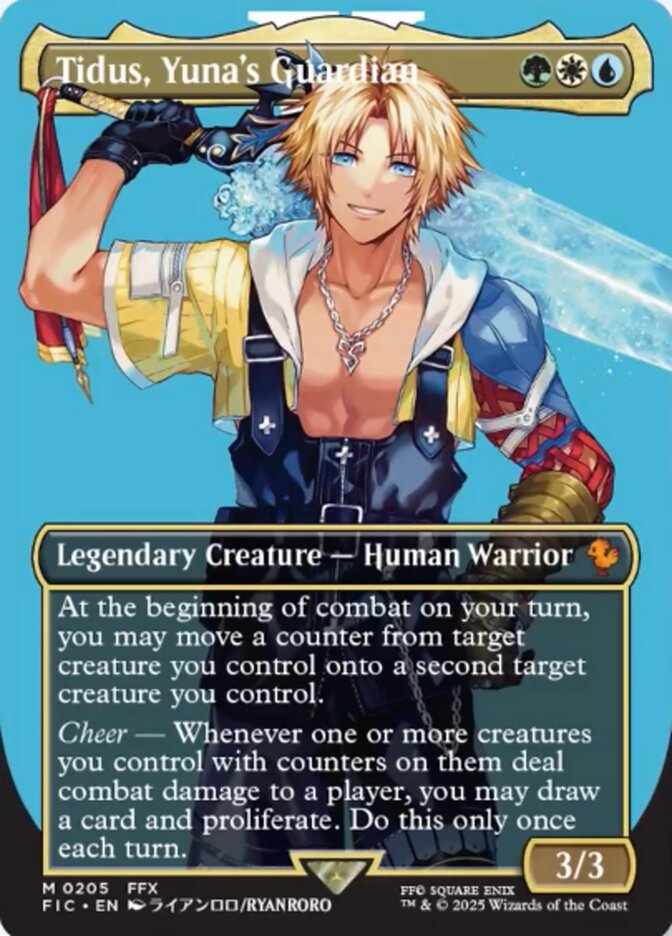 Tidus, Yuna's Guardian (205) - [Foil, Borderless] Final Fantasy Commander (FIC)