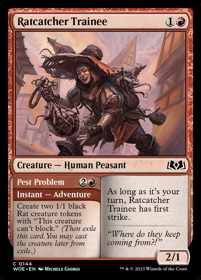 Ratcatcher Trainee // Pest Problem (144) - Wilds of Eldraine (WOE)