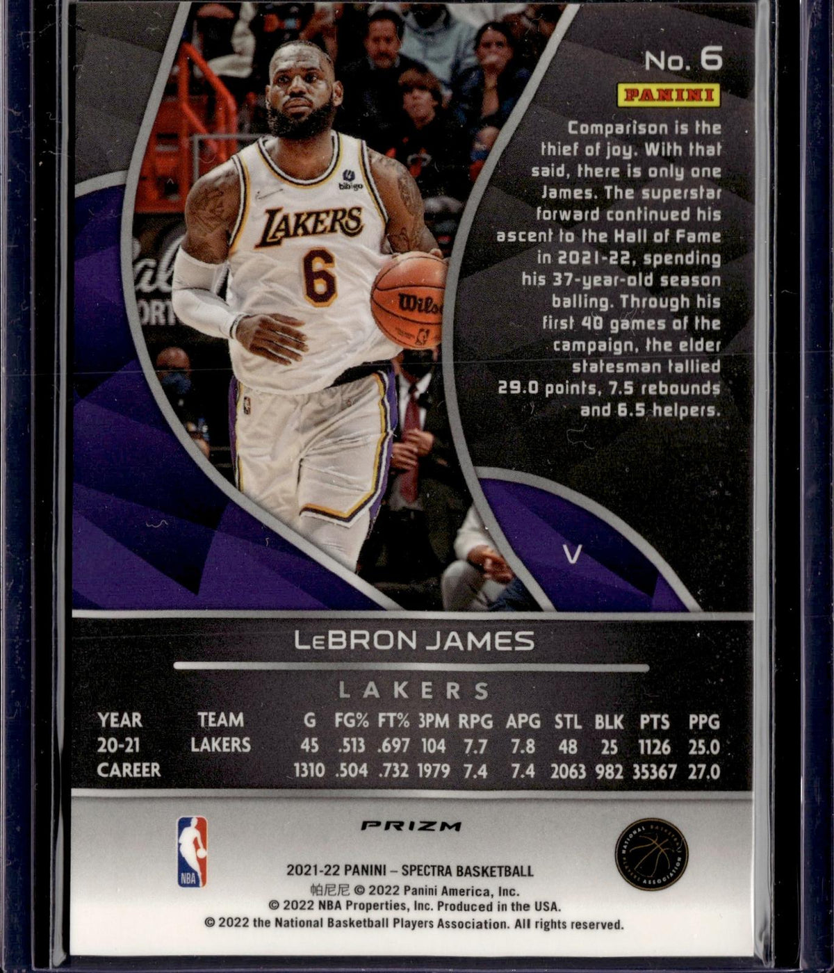 2021-22 Panini Spectra #6 LeBron James Asia Green