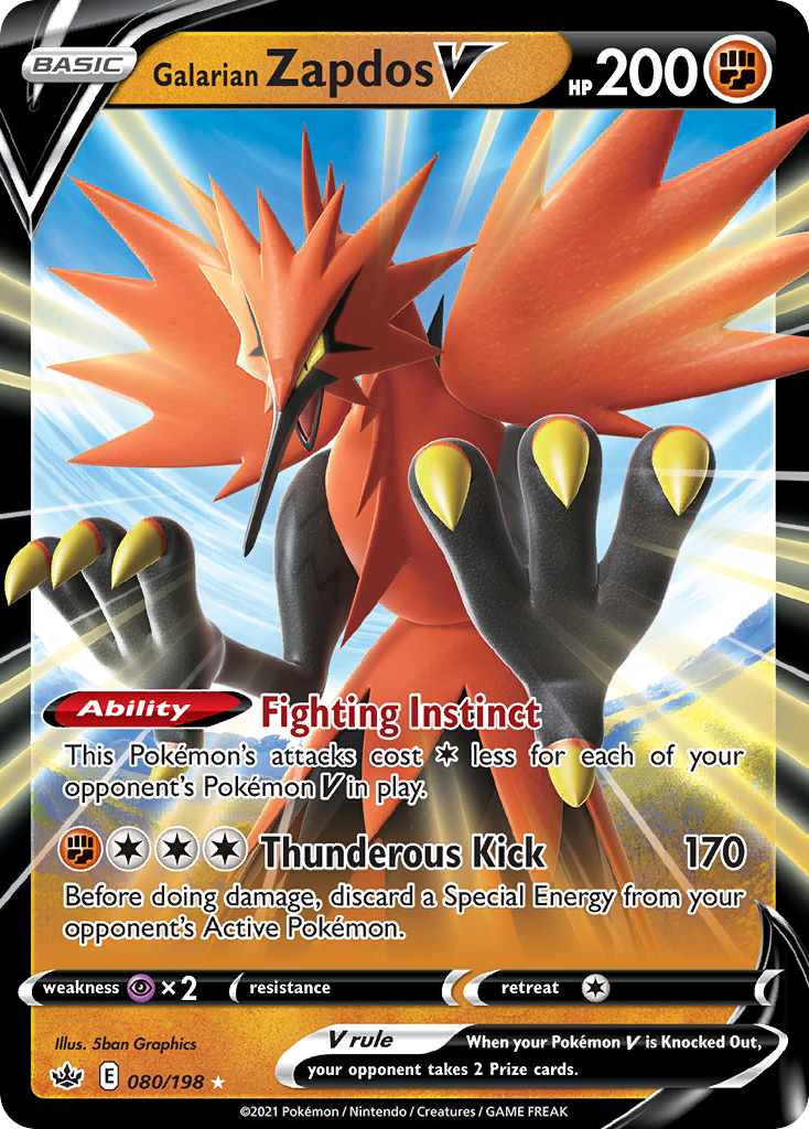 Galarian Zapdos V (80/198) - [Holo Foil] Chilling Reign (CRE)