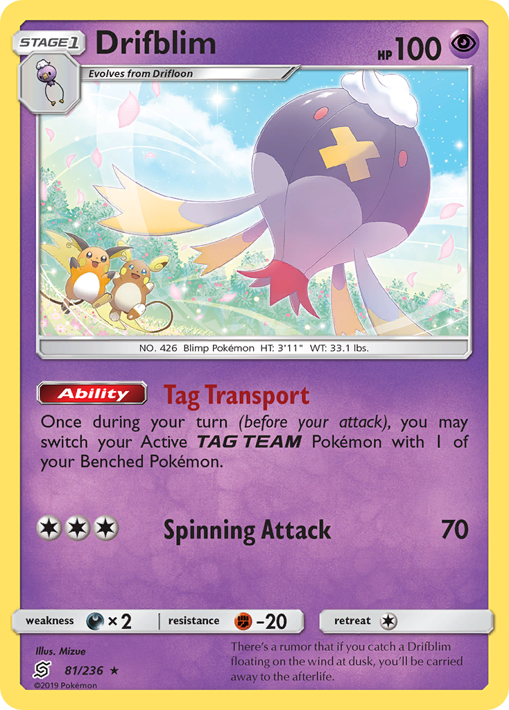 Drifblim (81/236) - [Reverse Holo] Unified Minds (UNM)