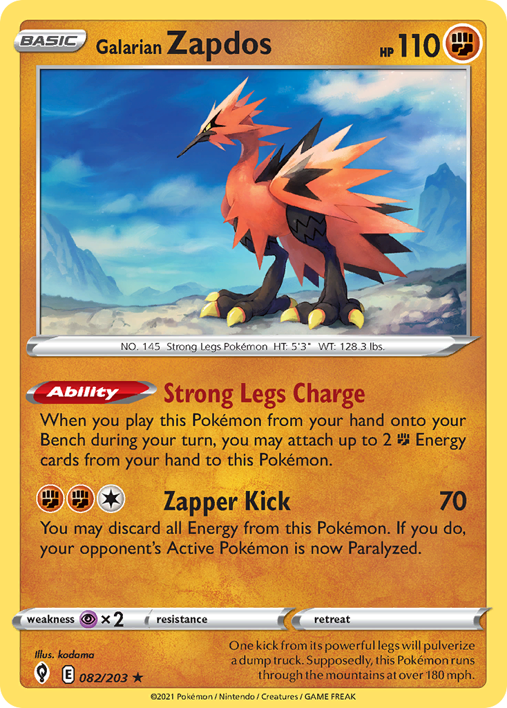 Galarian Zapdos (82/203) - [Reverse Holo] Evolving Skies (EVS)