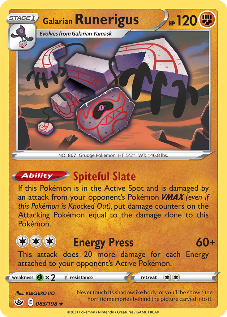 Galarian Runerigus (83/198) - [Reverse Holo] Chilling Reign (CRE)