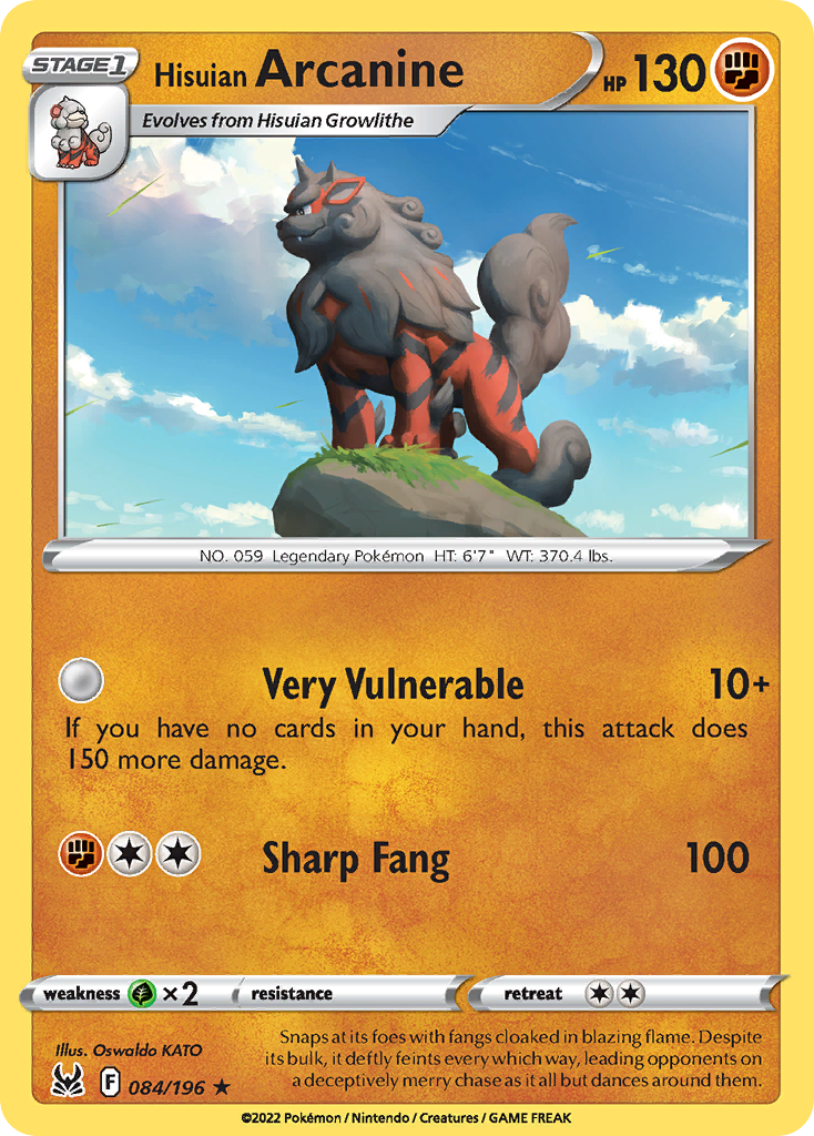 Hisuian Arcanine (84/196) - [Reverse Holo] Lost Origin (LOR)