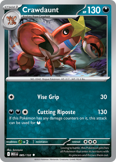 Crawdaunt (85/132) - [Reverse Holo] Mega Evolution (MEG)