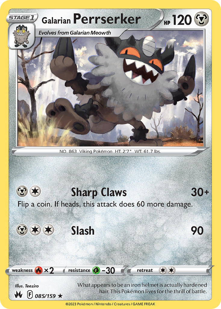 Galarian Perrserker (85/159) - [Reverse Holo] Crown Zenith (CRZ)