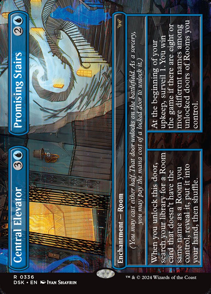 Central Elevator // Promising Stairs - [Foil, Borderless] Duskmourn: House of Horror (DSK)