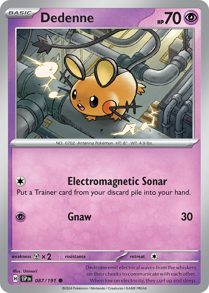 Dedenne (87/191) - [Reverse Holo] Surging Sparks (SSP)