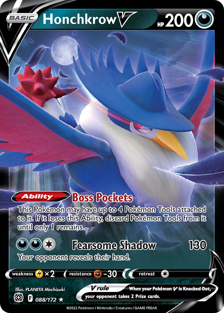holofoil pokemon cards value Honchkrow V (88/172)