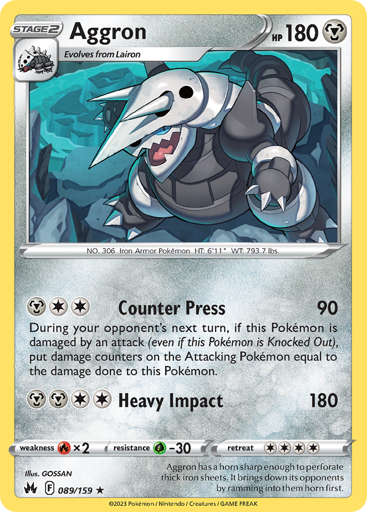 Aggron (89/159) - [Reverse Holo] Crown Zenith (CRZ)