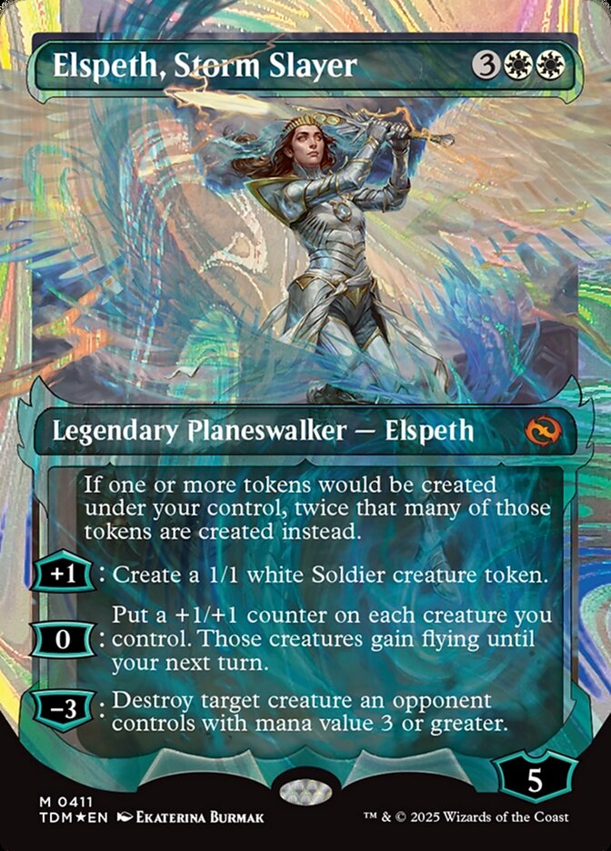 Elspeth, Storm Slayer (411) - [Halo Foil, Showcase] Tarkir: Dragonstorm (TDM)