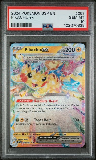 Pikachu ex #057 - [Graded PSA 10] SV08: Surging Sparks (SV08)