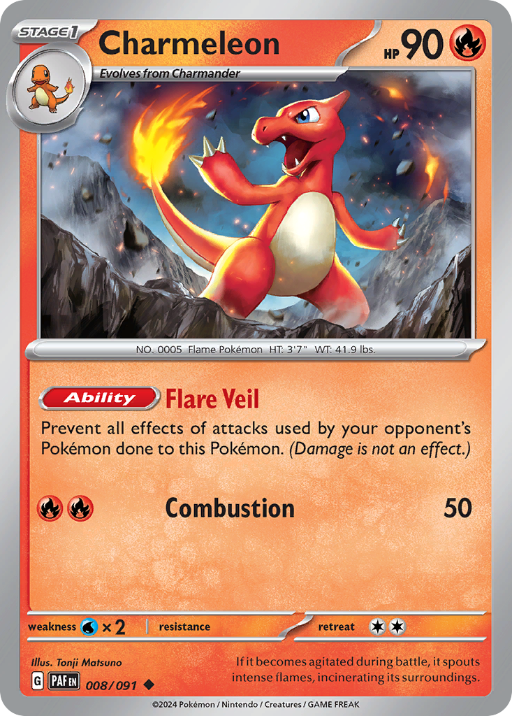 Charmeleon (8/91) - [Reverse Holo] Paldean Fates (PAF)