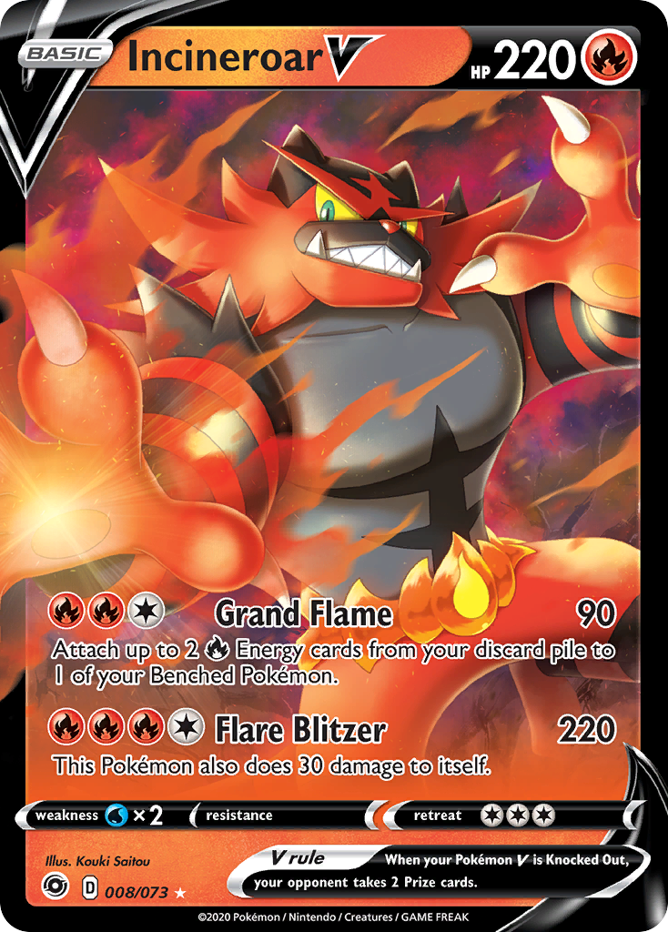 Incineroar V (8/73) - [Holo Foil] Champion's Path (CPA)