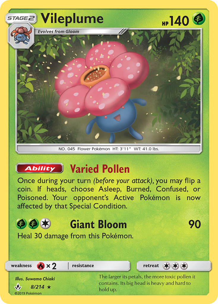 Vileplume (8/214) - [Reverse Holo] Unbroken Bonds (UNB)