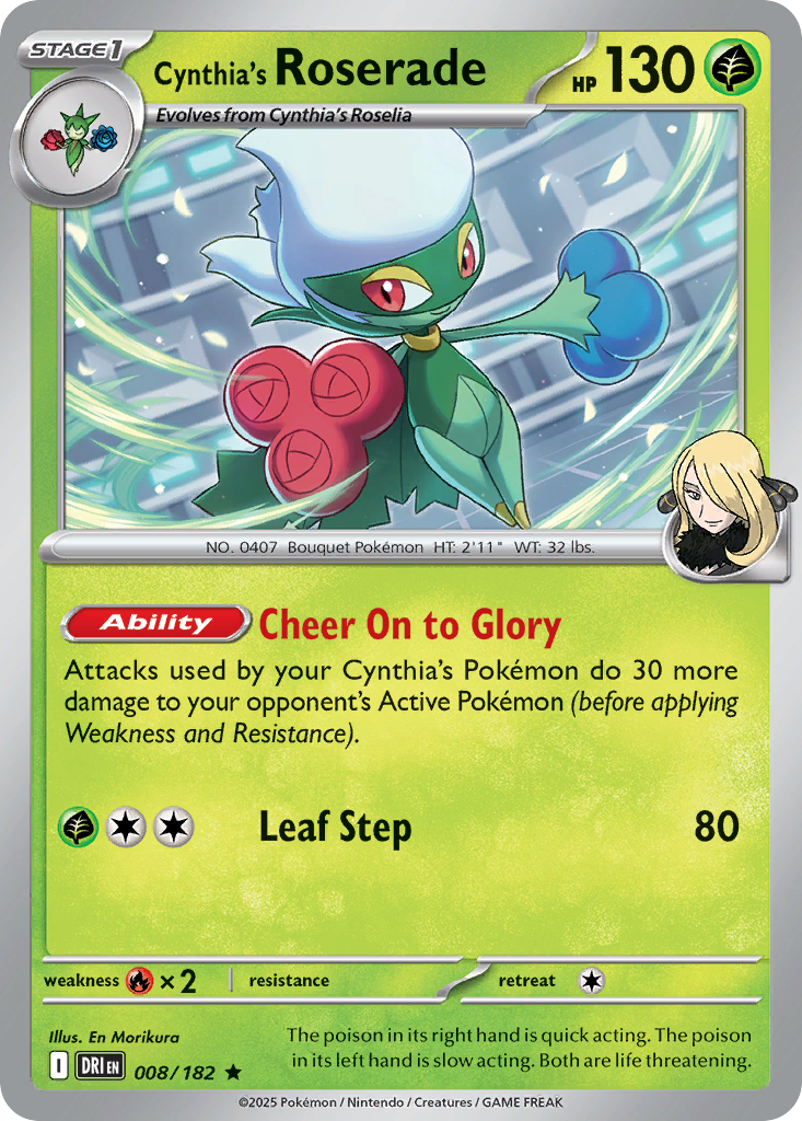 Cynthia's Roserade (8/182) - [Reverse Holo] Destined Rivals (DRI)