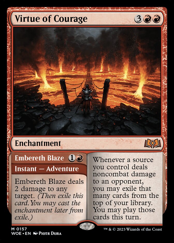Virtue of Courage // Embereth Blaze (157) - Wilds of Eldraine (WOE)
