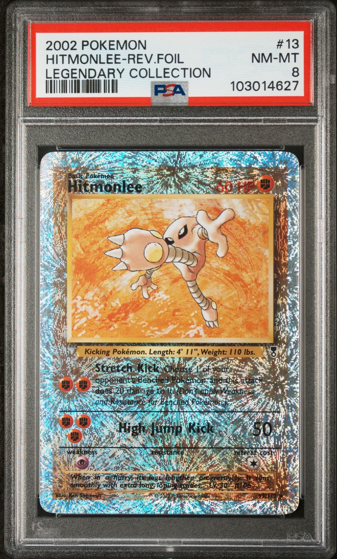 Hitmonlee #13 - [Reverse Holo, Graded PSA 8] Legendary Collection