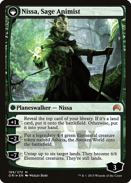 Nissa, Vastwood Seer // Nissa, Sage Animist (189s) - Magic Origins Promos (PORI)