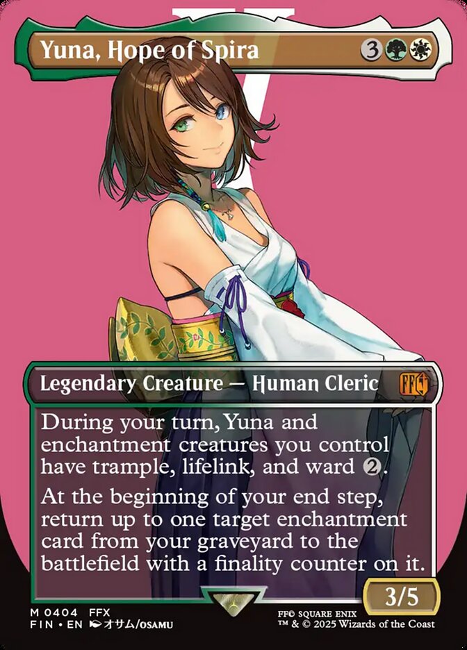Yuna, Hope of Spira (404) - [Foil, Borderless] Final Fantasy (FIN)
