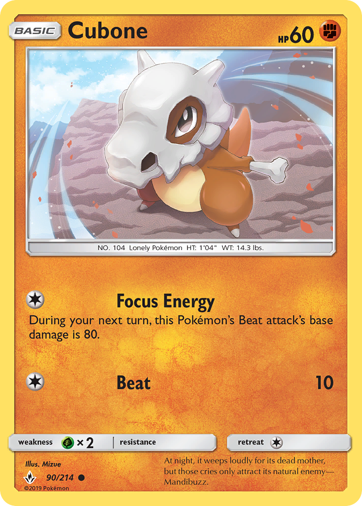 Cubone (90/214) - [Reverse Holo] Unbroken Bonds (UNB)