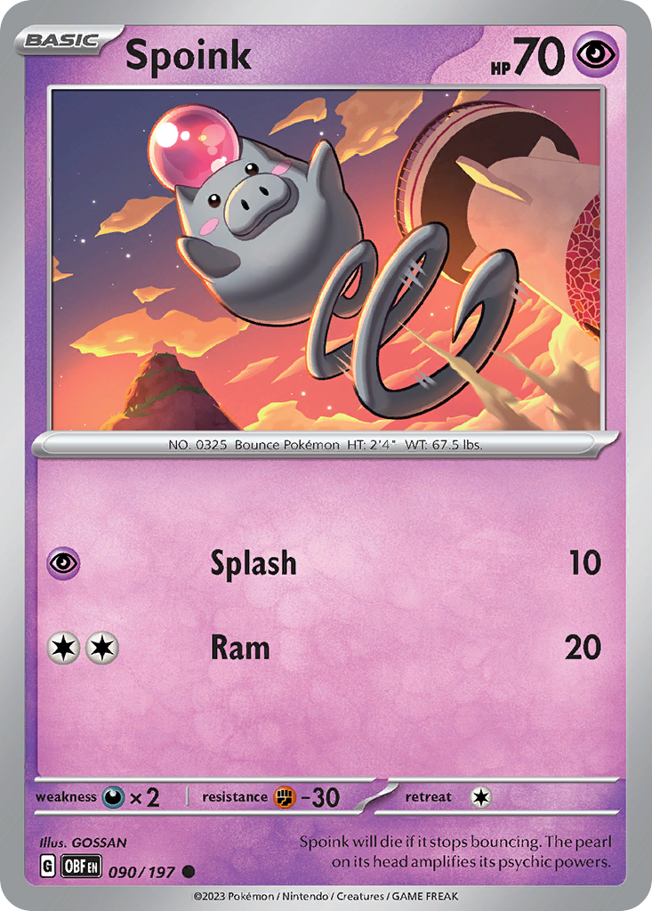 Spoink (90/197) - [Reverse Holo] Obsidian Flames (OBF)