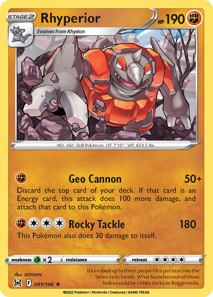 Rhyperior (91/196) - [Reverse Holo] Lost Origin (LOR)