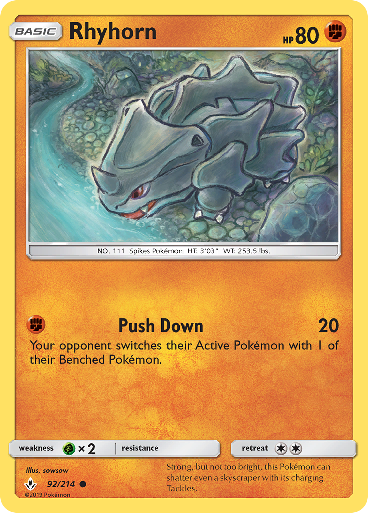 Rhyhorn (92/214) - [Reverse Holo] Unbroken Bonds (UNB)