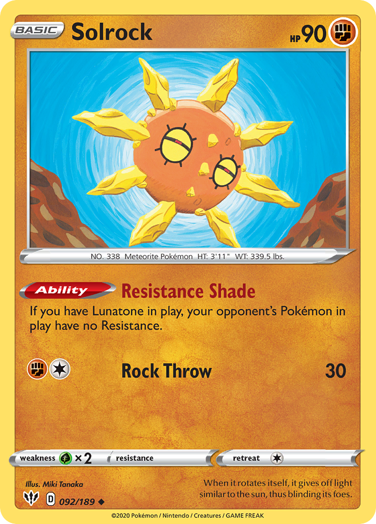 Solrock (92/189) - [Reverse Holo] Darkness Ablaze (DAA)