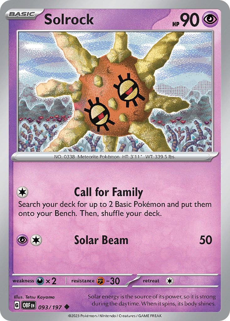 Solrock (93/197) - [Reverse Holo] Obsidian Flames (OBF)