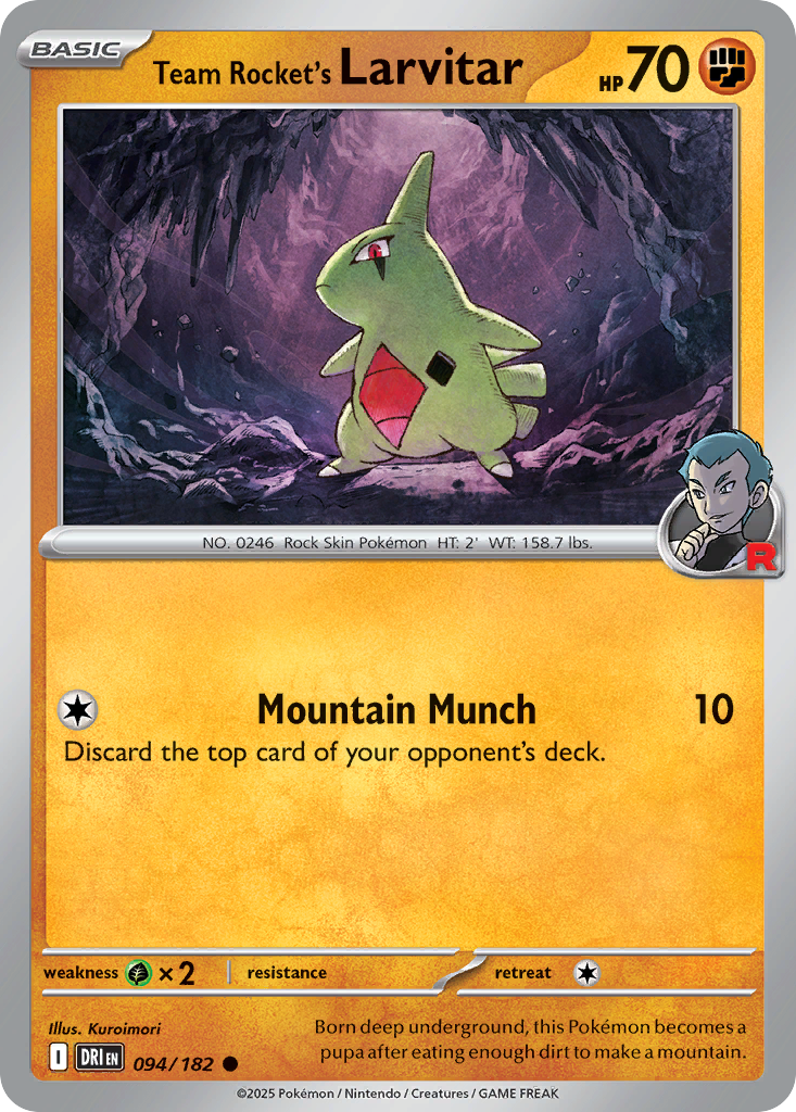Team Rocket's Larvitar (94/182) - [Reverse Holo] Destined Rivals (DRI)