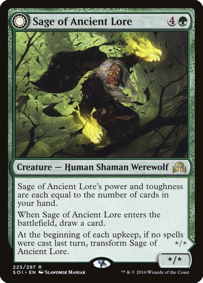 Sage of Ancient Lore // Werewolf of Ancient Hunger (225) - Shadows over Innistrad (SOI)