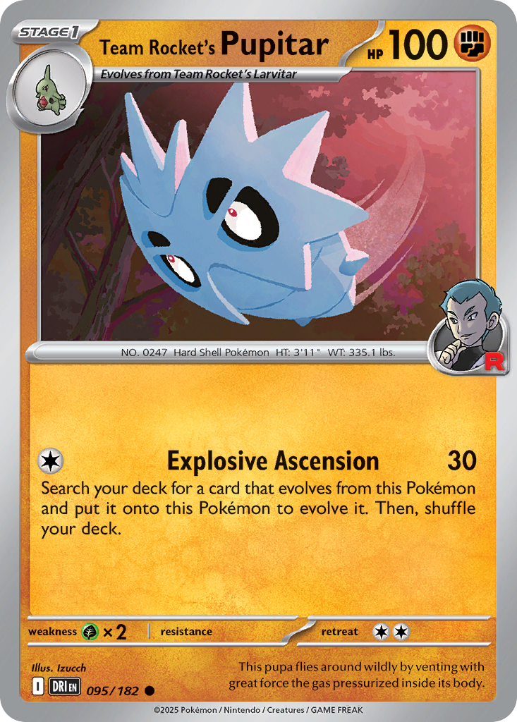 Team Rocket's Pupitar (95/182) - [Reverse Holo] Destined Rivals (DRI)