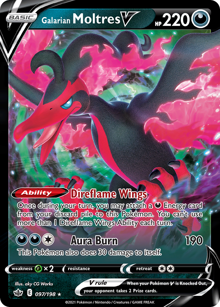 Galarian Moltres V (97/198) - [Holo Foil] Chilling Reign (CRE)