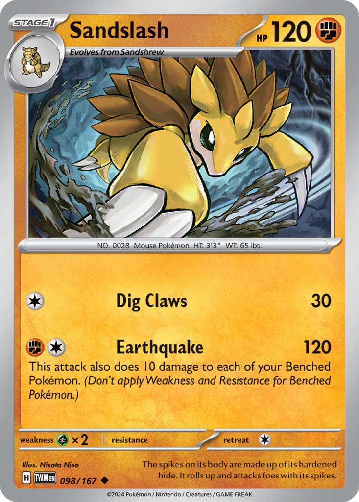 Sandslash (98/167) - [Reverse Holo] Twilight Masquerade (TWM)