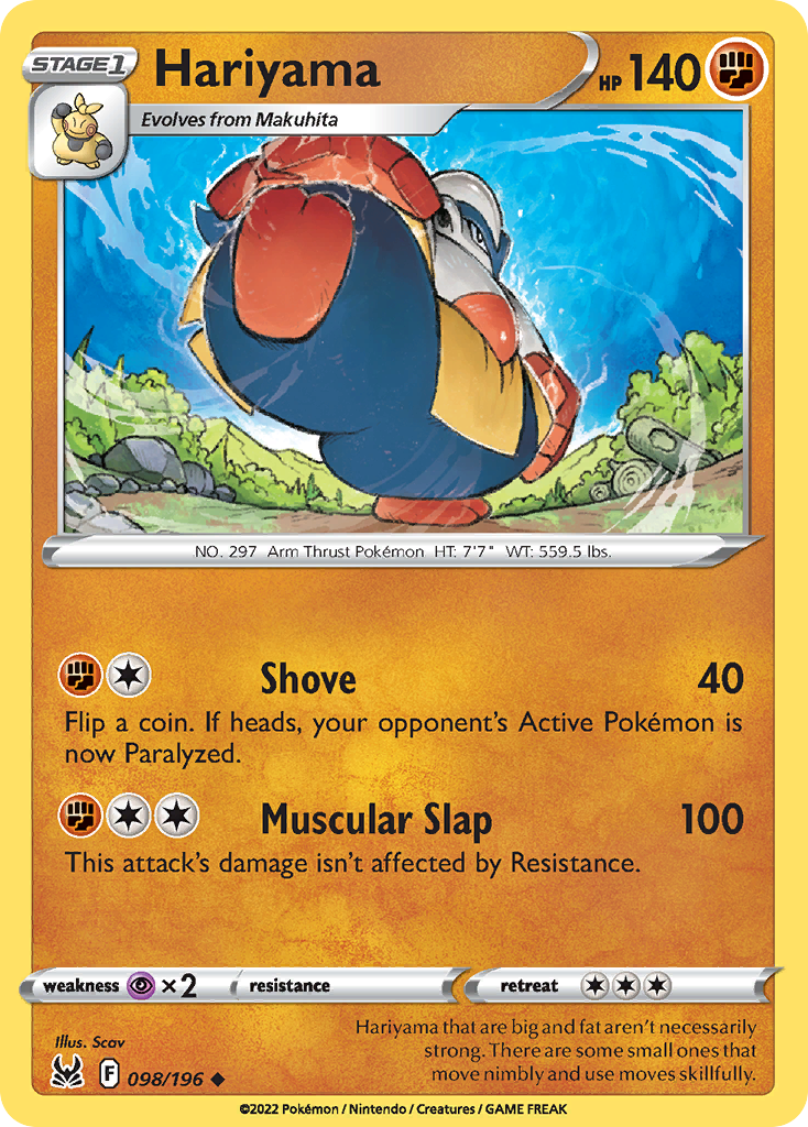 Hariyama (98/196) - [Reverse Holo] Lost Origin (LOR)