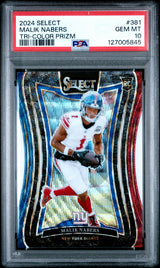 Malik Nabers 2024 Panini Select #381 Tri-Color Prizm - [PSA Graded 10] - Front