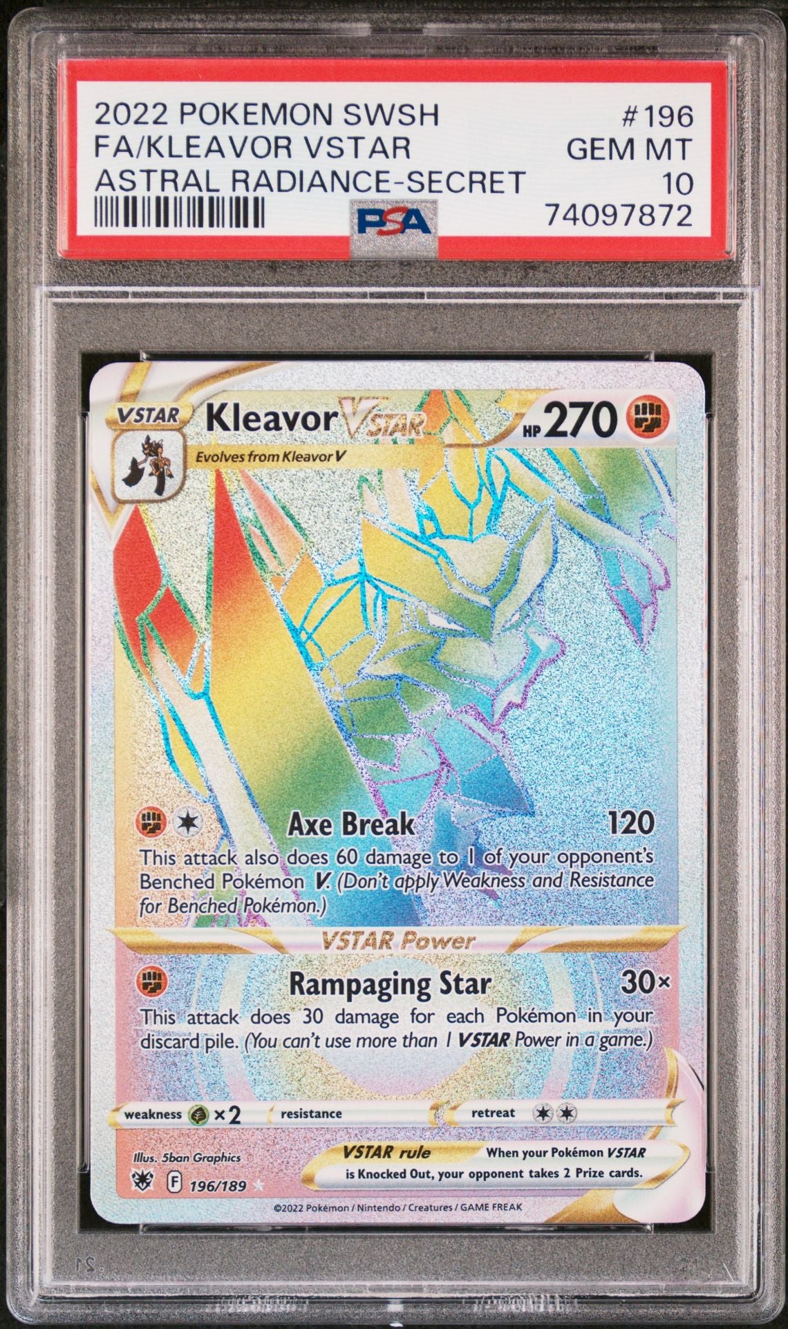 FA/Kleavor VSTAR #196 - [PSA Graded 10] Astral Radiance-Secret - Front