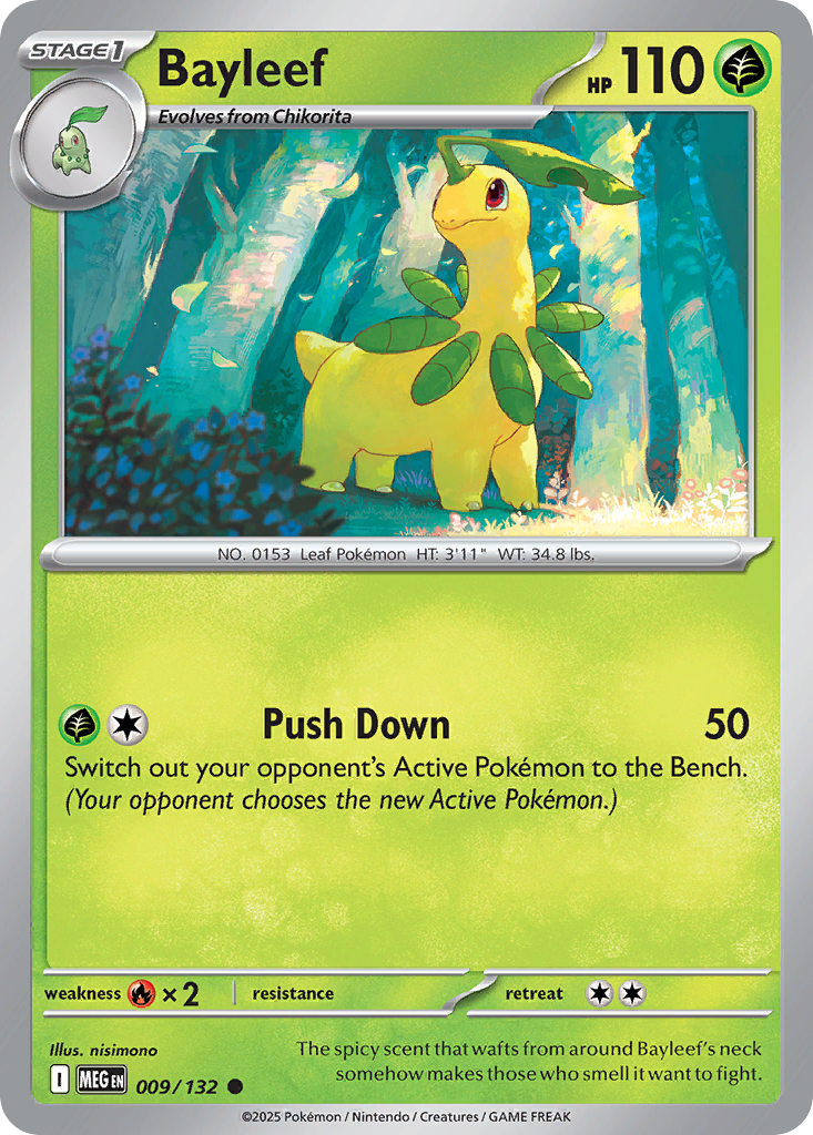 Bayleef (9/132) - [Reverse Holo] Mega Evolution (MEG)
