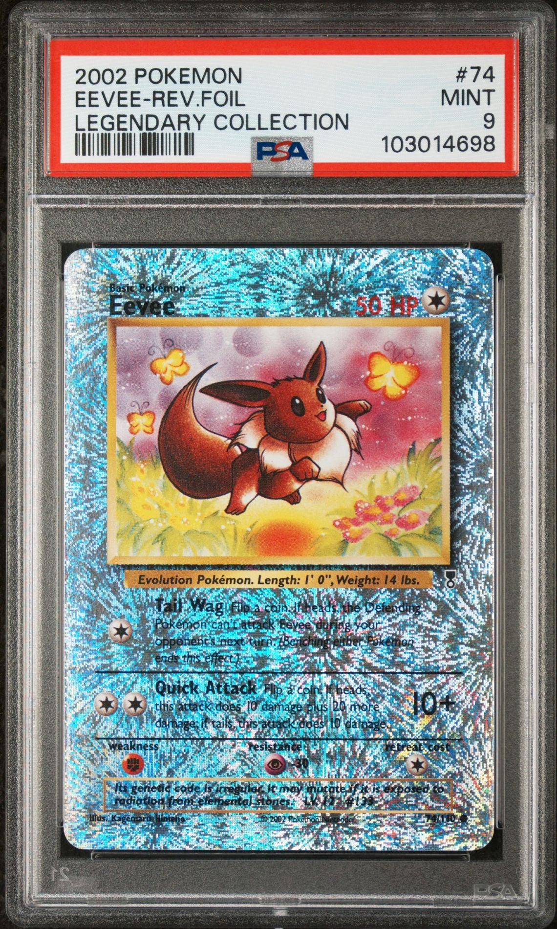 Eevee #74 - [Reverse Holo, Graded PSA 9] Legendary Collection