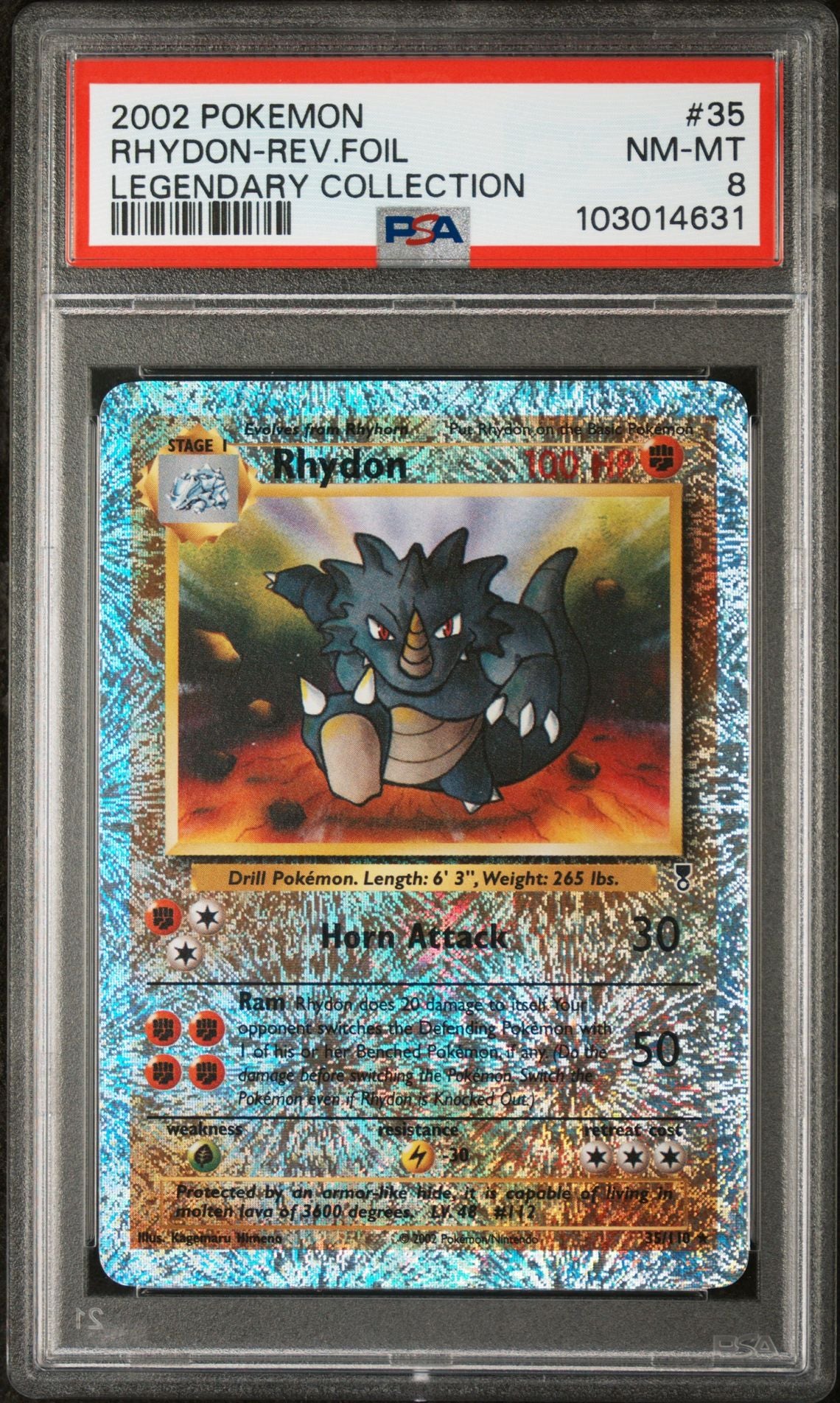 Rhydon #35 - [Reverse Holo, Graded PSA 8] Legendary Collection