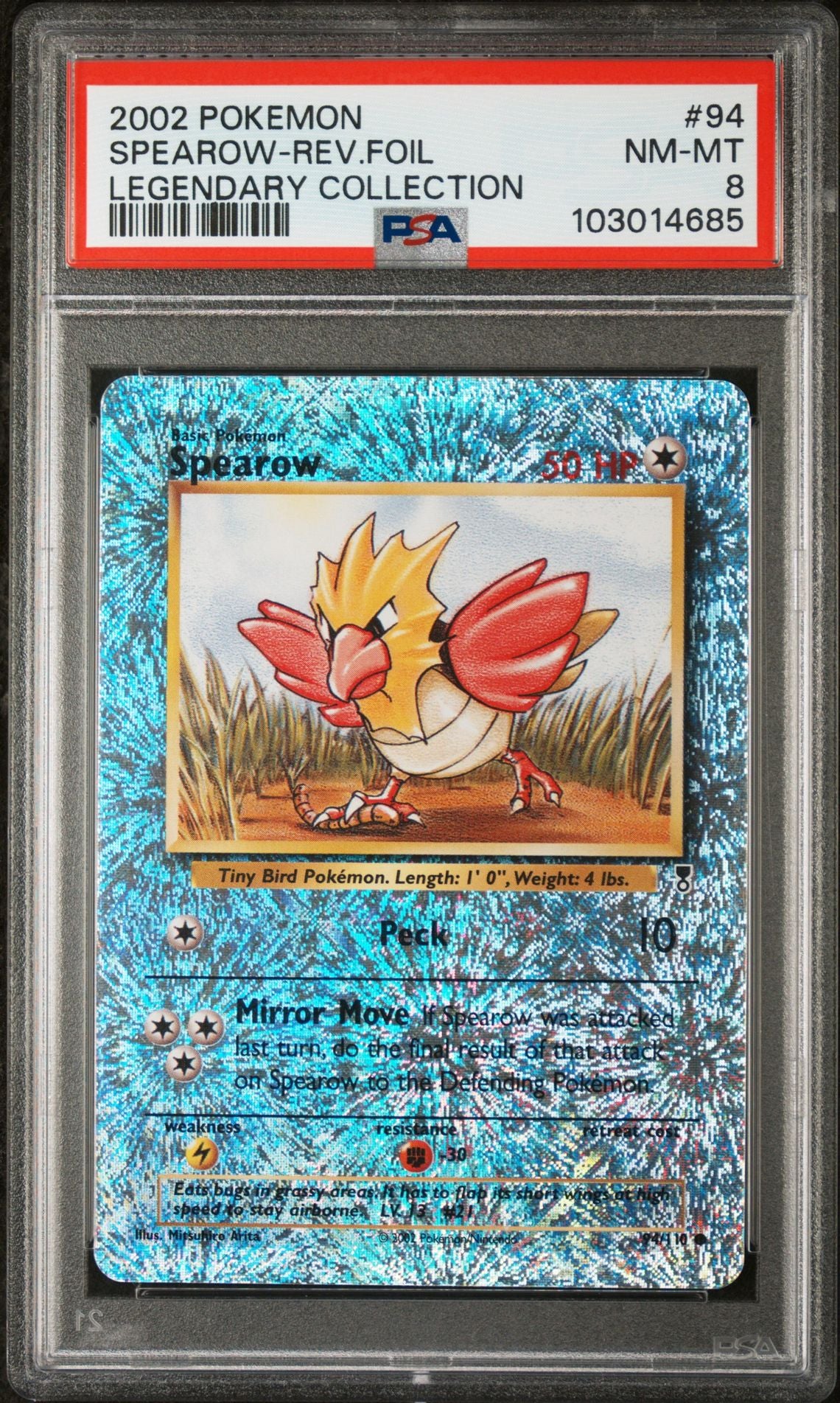Spearow #94 - [Reverse Holo, Graded PSA 8] Legendary Collection