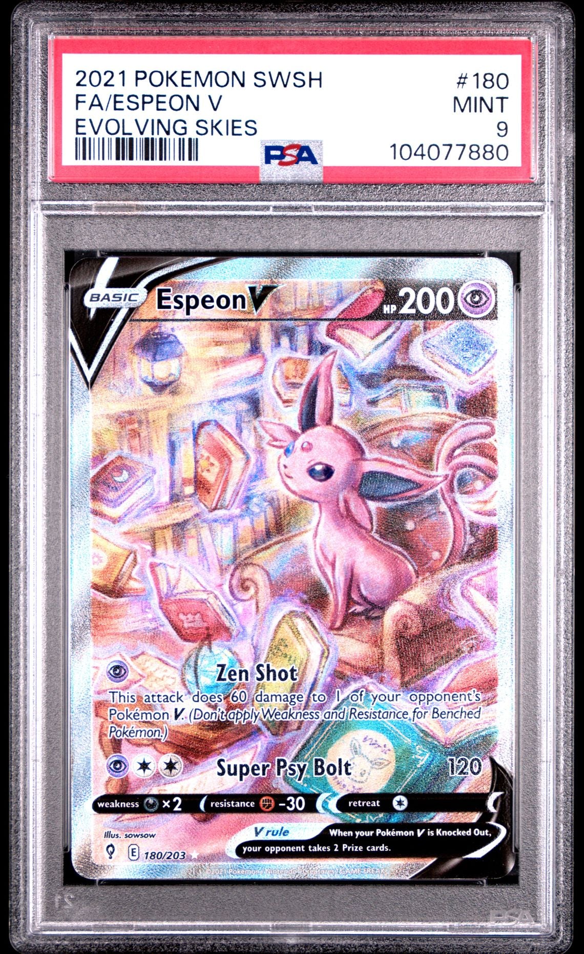 Espeon V #180 - [Graded PSA 9] Sword & Shield Evolving Skies
