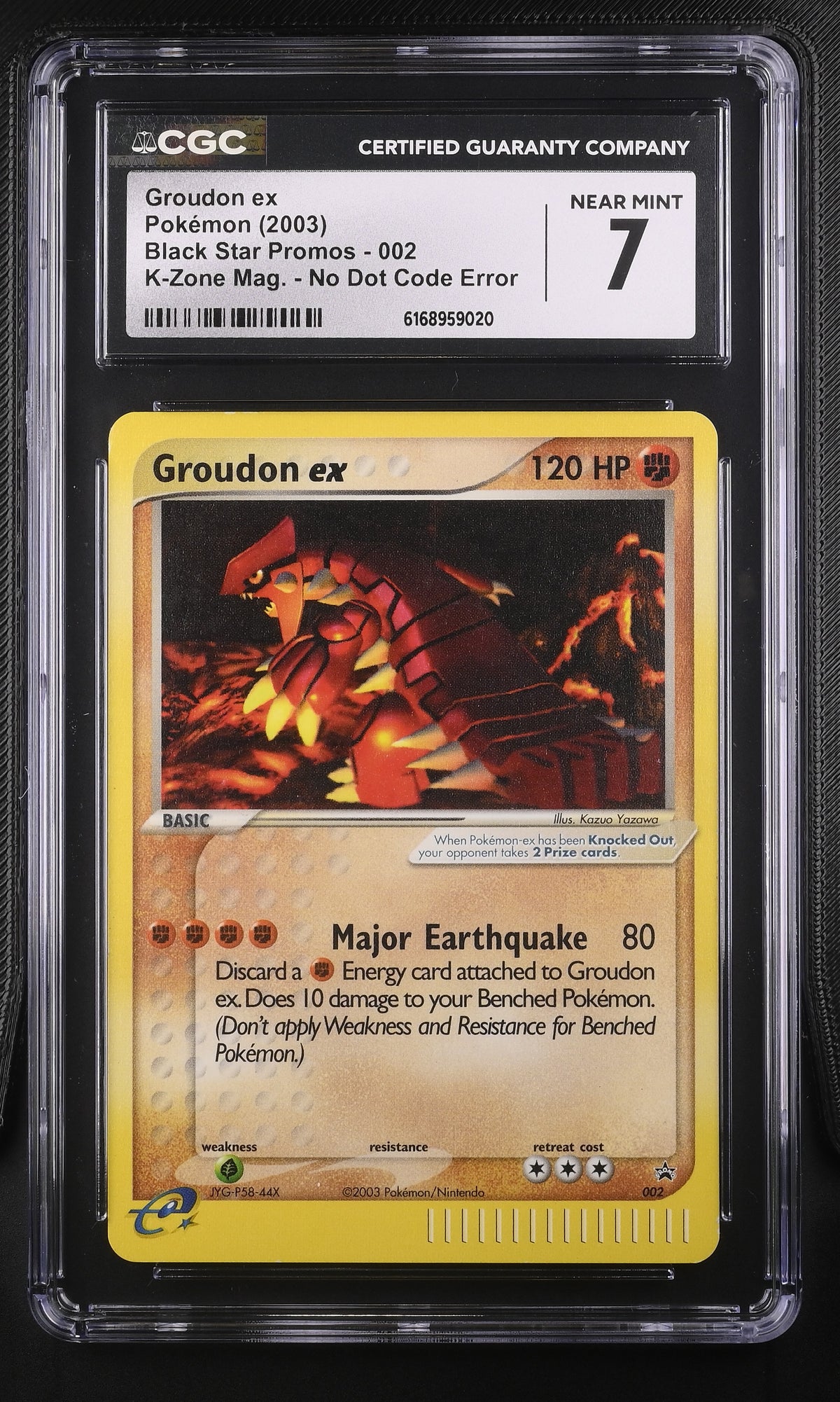 Groudon ex #002 - [CGC Graded 7] Black Star Promos K-Zone Mag. No Dot Code Error - Front