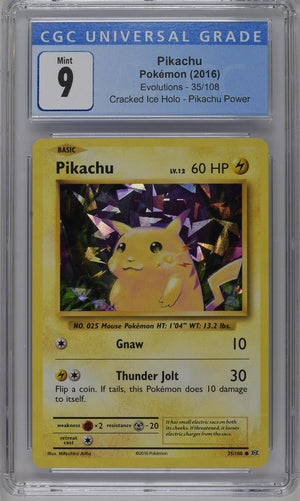 Pikachu (Cracked Ice Holo) #35 - [Graded CGC 9] Evolutions
