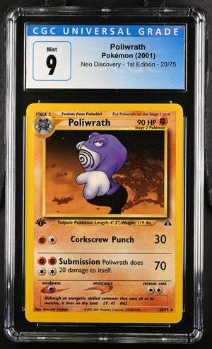 Poliwrath (1st Edition) #28 - [Graded CGC 9] Pokemon Neo Discovery