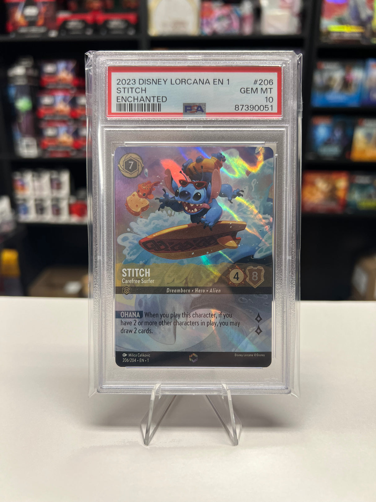 Stitch - Carefree Surfer - [Foil, Enchanted, Graded PSA 10] The First Chapter (1)